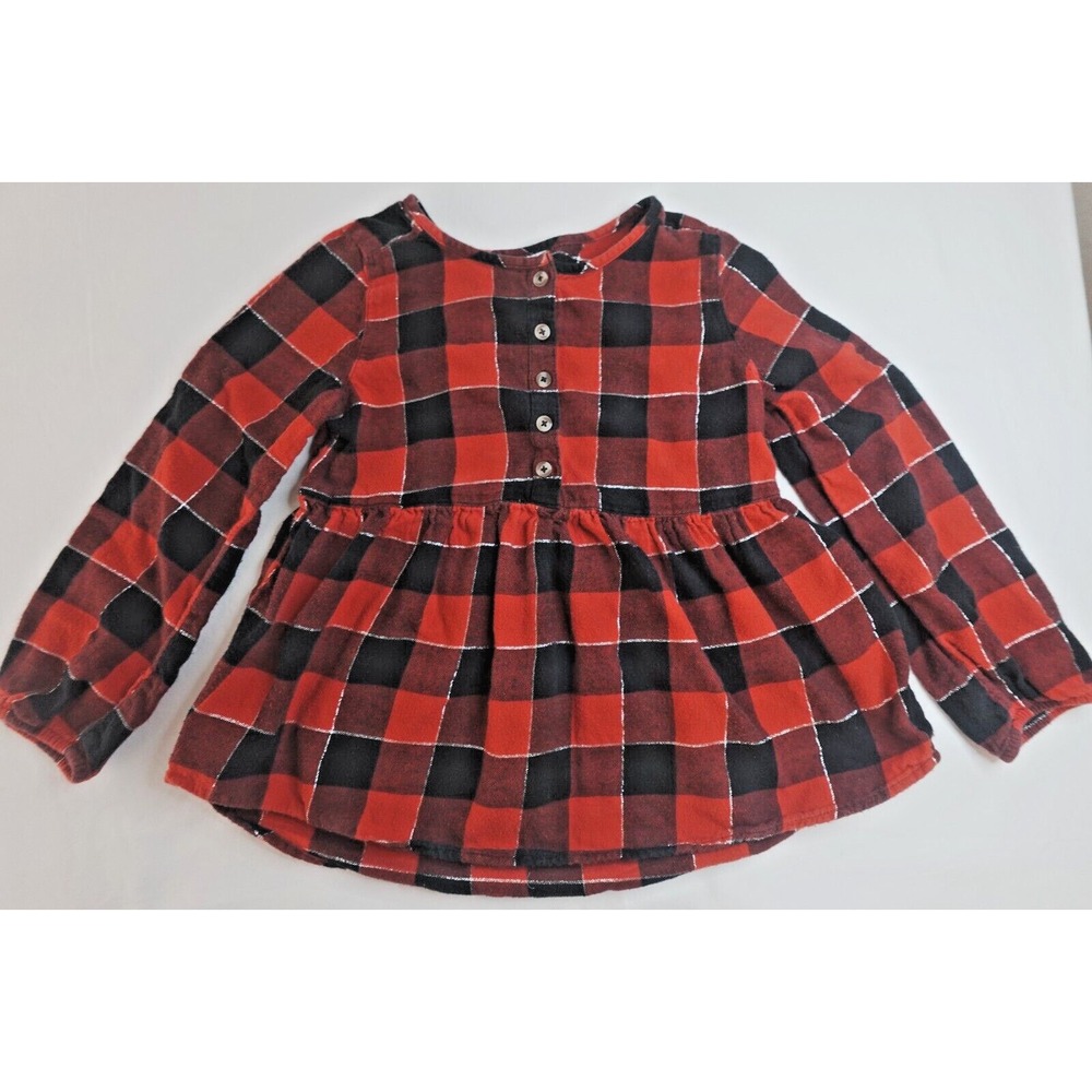Jumping Beans Red & Black Checks Full Sleeve Top Girls Size 6 #B-925
